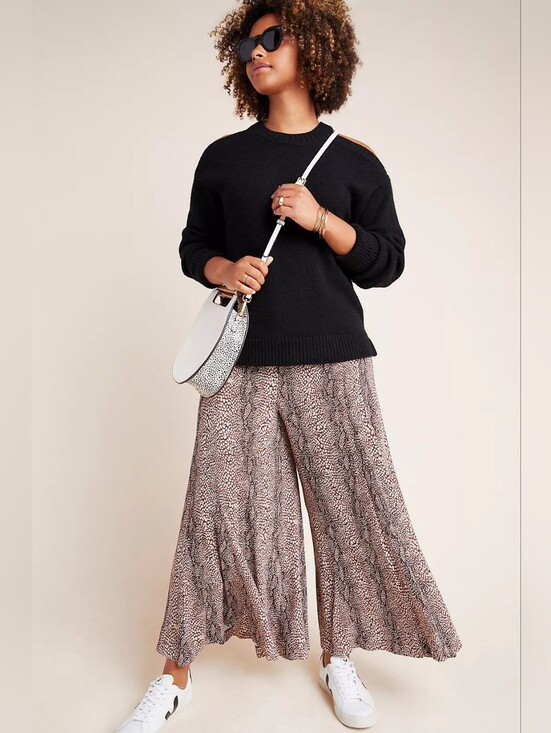 Anthropologie Pants - Anthropologie Wide Leg High Rise Pants Snakeskin Animal Print Size 12 Boho Flowy